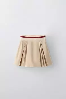 Юбка с плиссировкой ZARA, песочный
