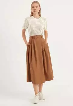 Юбка с поясом и карманами Herita, коричневый