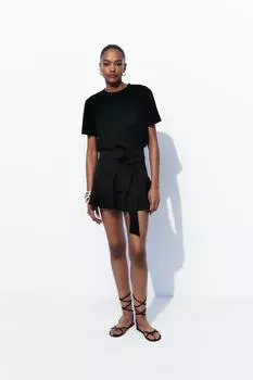 Юбка с поясом ZARA, черный