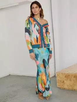 Юбка с принтом доррис Never Fully Dressed, синий/разноцветный