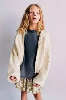 Юбка с принтом и узлами ZARA, кэмел