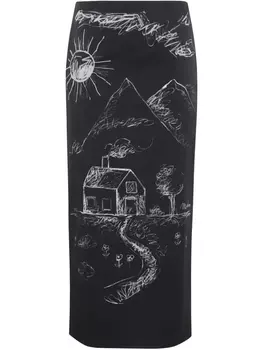 Юбка с принтом Moschino, черный