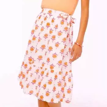 Юбка с принтом в виде многоярусного искусственного запаха из хлопка оранжевого и белого цвета J.Crew