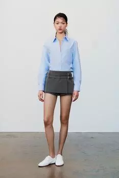 Юбка с пряжками ZARA, антрацитовый серый
