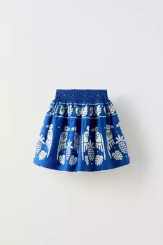 Юбка с птичьим принтом ZARA, цвет electric blue