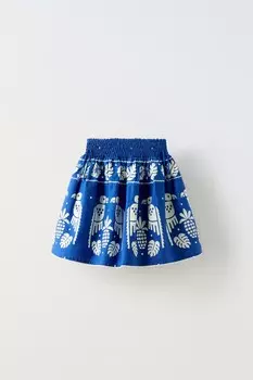 Юбка с птичьим принтом ZARA, цвет electric blue