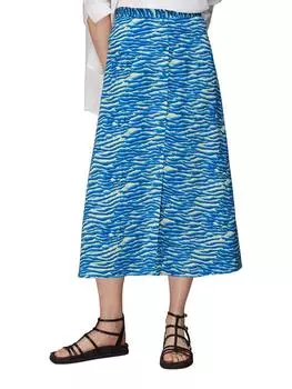 Юбка с пуговицами из морской пены спереди Whistles, синий