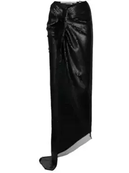 Юбка с разрезом и пайетками Rick Owens, черный