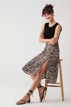 Юбка с разрезом и принтом MUN MUN