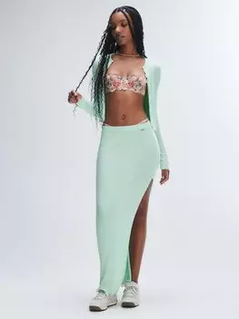 Юбка с разрезом из трикотажа Savage X Fenty Featherweight, цвет Mojito Green