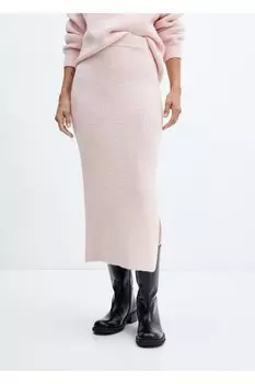 Юбка с разрезом Mango, розовый