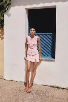 Юбка с разрезом по низу ZARA, цвет Pastel pink