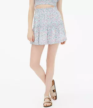 Юбка с рюшами и высокой талией с цветочным принтом Aeropostale, мультиколор