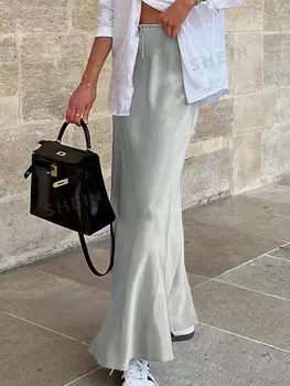 Юбка с талией и завязкой на талии Frenchy Mermaid Shein, абрикосовый