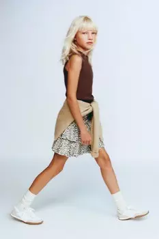 Юбка с текстурным животным принтом ZARA, экрю