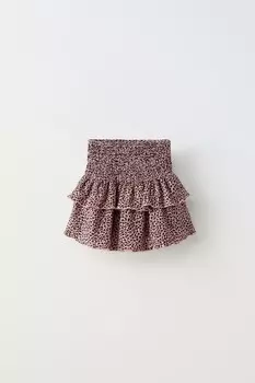 Юбка с текстурным животным принтом ZARA, розовый