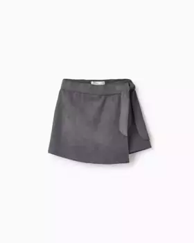 Юбка с узлом для девочки из однотонной ткани Zippy, темно-серый