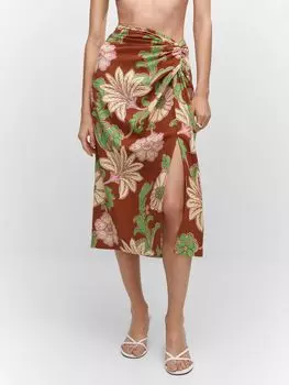 Юбка с узлом Mango Nuti, коричневая