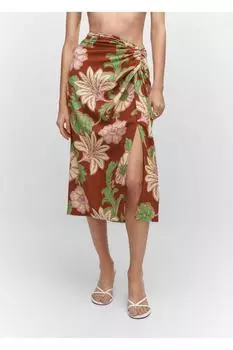 Юбка с узором в виде узла Mango, коричневый