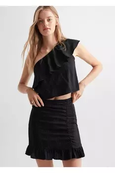 Юбка с воланами и блестками Mango, черный