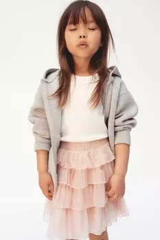 Юбка с воланами из органзы H&M, розовый
