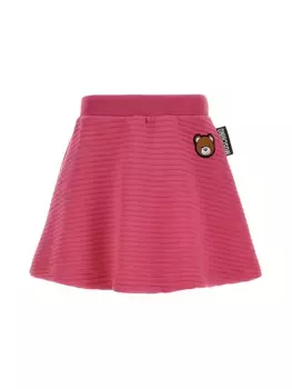 Юбка с вышитыми нашивками для маленьких девочек и девочек Moschino, цвет strawberry