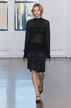 Юбка с вышивкой бисером ZARA, черный