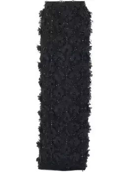 Юбка с вышивкой Carolina Herrera, черный
