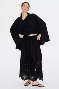 Юбка с вышивкой ришелье H&M, черный