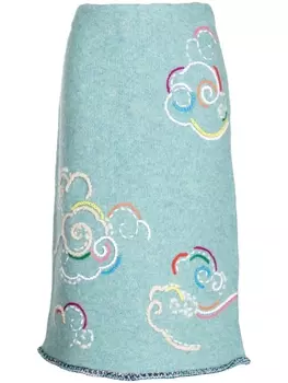 Юбка с вышивкой YANYAN KNITS, синий