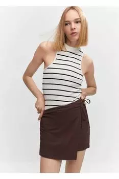 Юбка с запахом и бантом Mango, коричневый