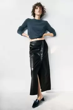 Юбка с запахом и покрытием H&M, черный