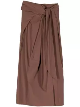 Юбка с запахом и поясом Alysi, коричневый