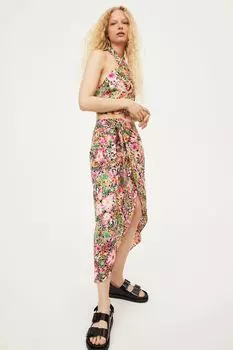 Юбка с запахом с оттенком лиоцелла H&M, черный/цветы