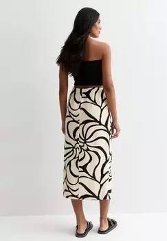 Юбка с запахом SHELL-PRINT New Look, кремовый