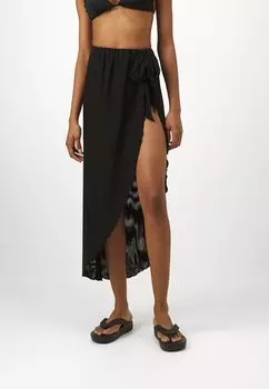 Юбка с запахом SIDE TIE MIDI Good American, черный