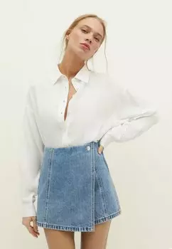 Юбка с запахом Stradivarius, синий (размер EU 32)