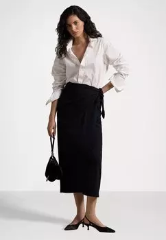 Юбка с запахом WOOL CREPE WRAP SKIRT Polo Ralph Lauren, темно-синий