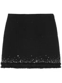Юбка с завышенной талией и пайетками VERSACE, черный