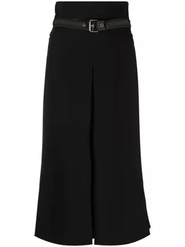 Юбка с завышенной талией и поясом Moschino, черный