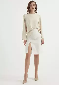 Юбка с завышенной талией и разрезом Herita, экрю