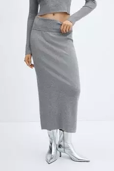 Юбка с завышенной талией Mango, серый