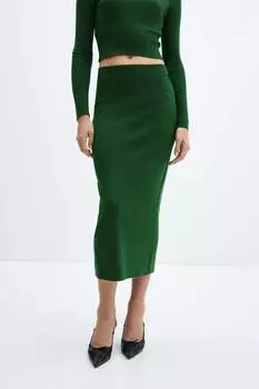 Юбка с завышенной талией Mango, зеленый