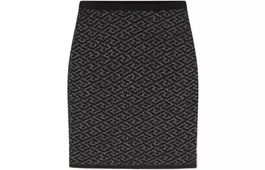 Юбка с жаккардовым узором и монограммой VERSACE, черный