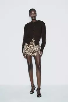 Юбка с животным принтом ZARA, цвет leopard