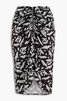 Юбка Sabine из эластичного джерси со сборками и цветочным принтом RAG & BONE, черный