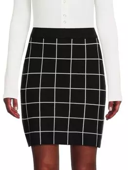 Юбка Saks Fifth Avenue с классическим клетчатым узором, черный