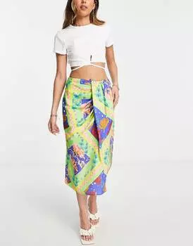 Юбка-саронг миди с тропическим принтом ASOS DESIGN