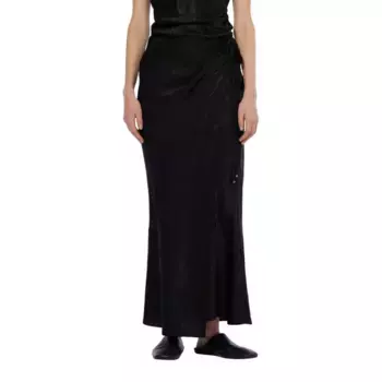 Юбка Scotch & Soda Crushed Satin long skirt, черный