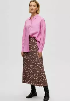 Юбка Selected Femme MIDIROCK FALTEN, цвет morel